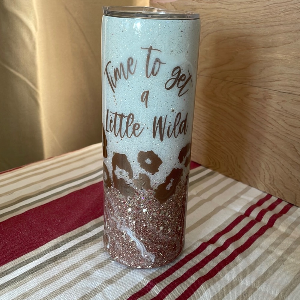 20oz glitter skinny tumbler